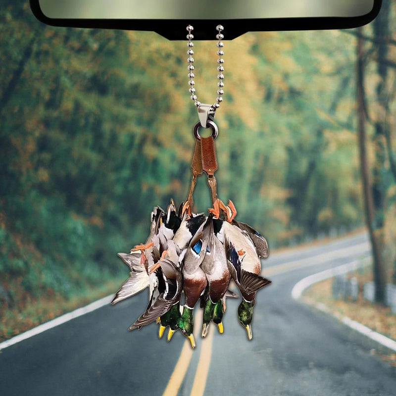 Talataca Duck Hunting 2D Flat Car Rear View Mirror Accessories Christmas Tree Ornament Decoration Hanging Charm Interior Rearview Pendant Decor Gift - Image 3